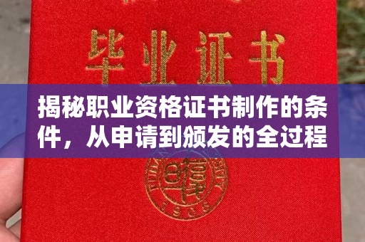 原阳揭秘职业资格证书制作的条件，从申请到颁发的全过程